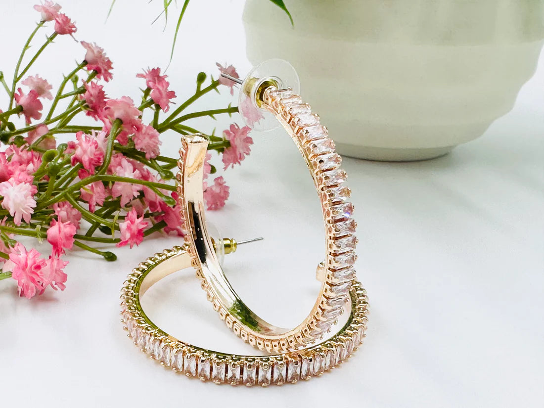 SPARKLING AD STUDDED HOOPS