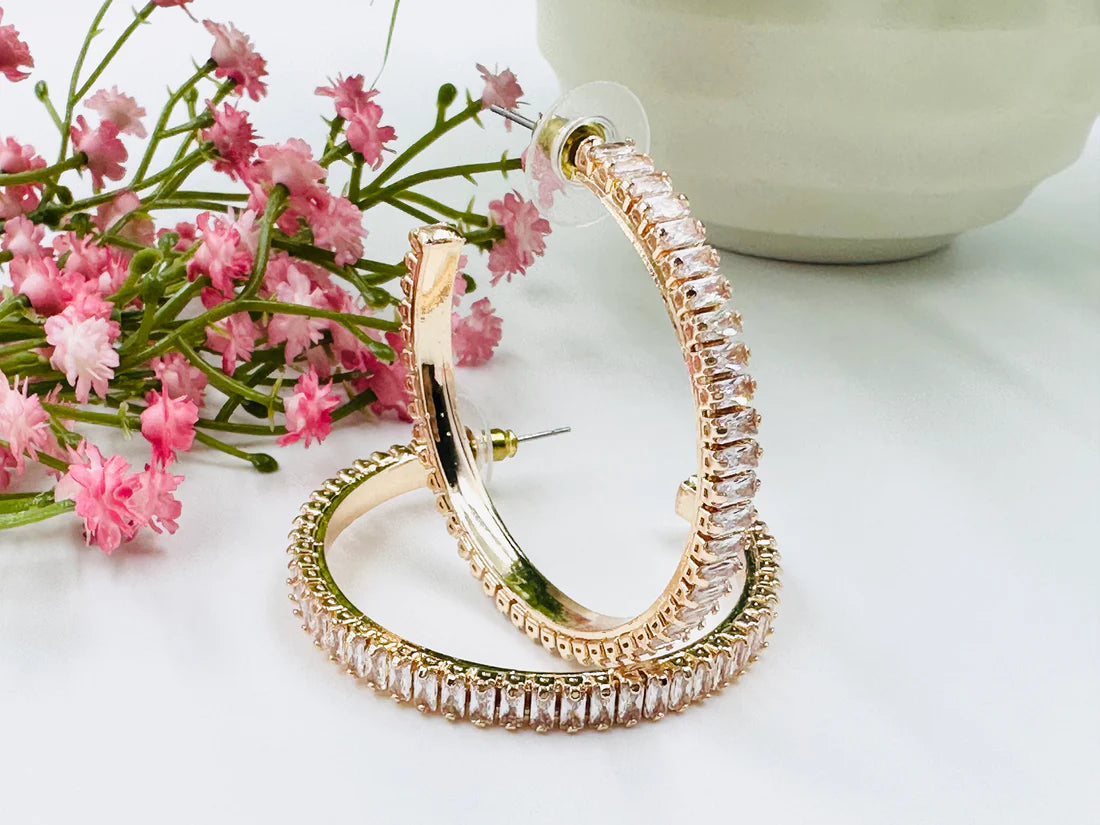SPARKLING AD STUDDED HOOPS