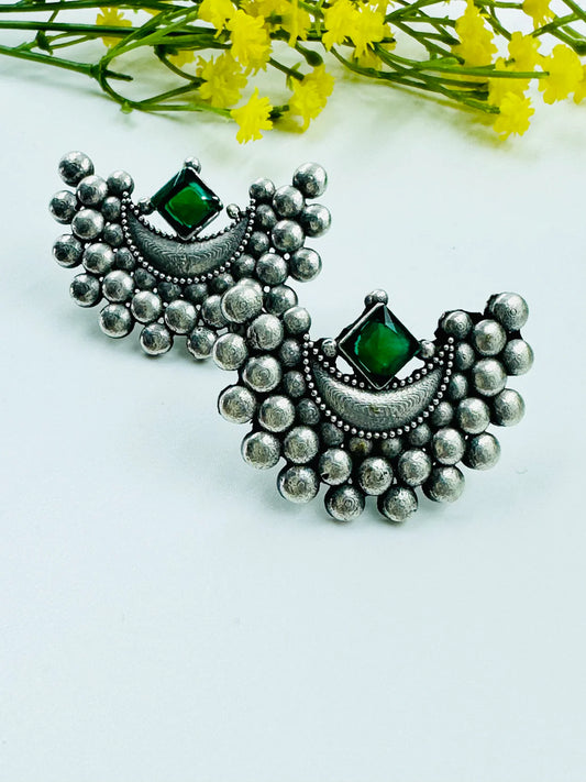 ELEGANT SILVER OXIDISED EARRINGS / TOPS