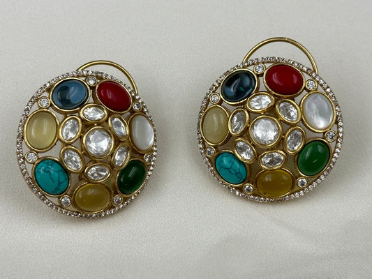 STATEMENT MULTI-STONE KUNDAN EARRINGS