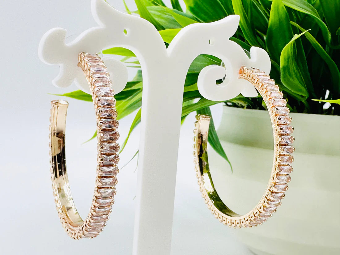 SPARKLING AD STUDDED HOOPS