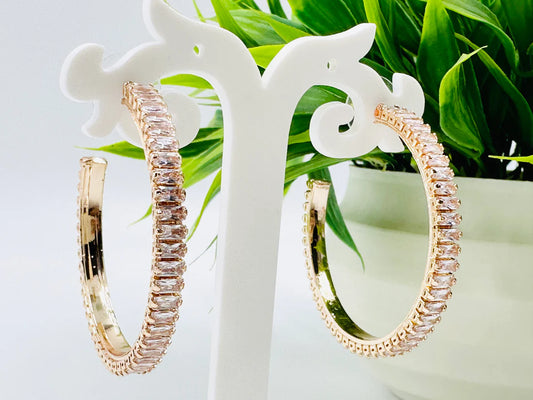 SPARKLING AD STUDDED HOOPS