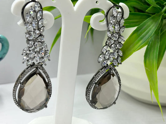 NESACCESSORIES ELEGANT AD AND GEM STONE EARRINGS