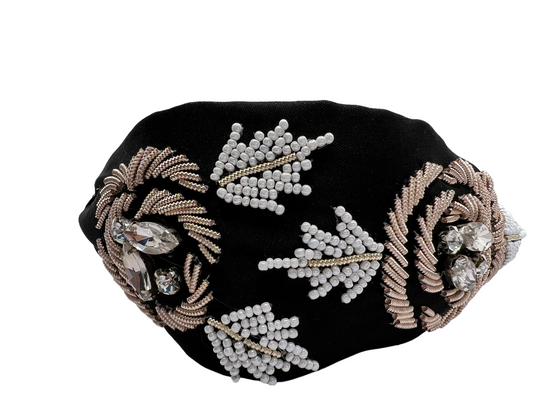 ELEGANT BLACK ZARDOZI AND STONE STUDDED HAIRBAND