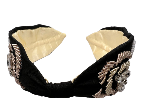 ELEGANT BLACK ZARDOZI AND STONE STUDDED HAIRBAND