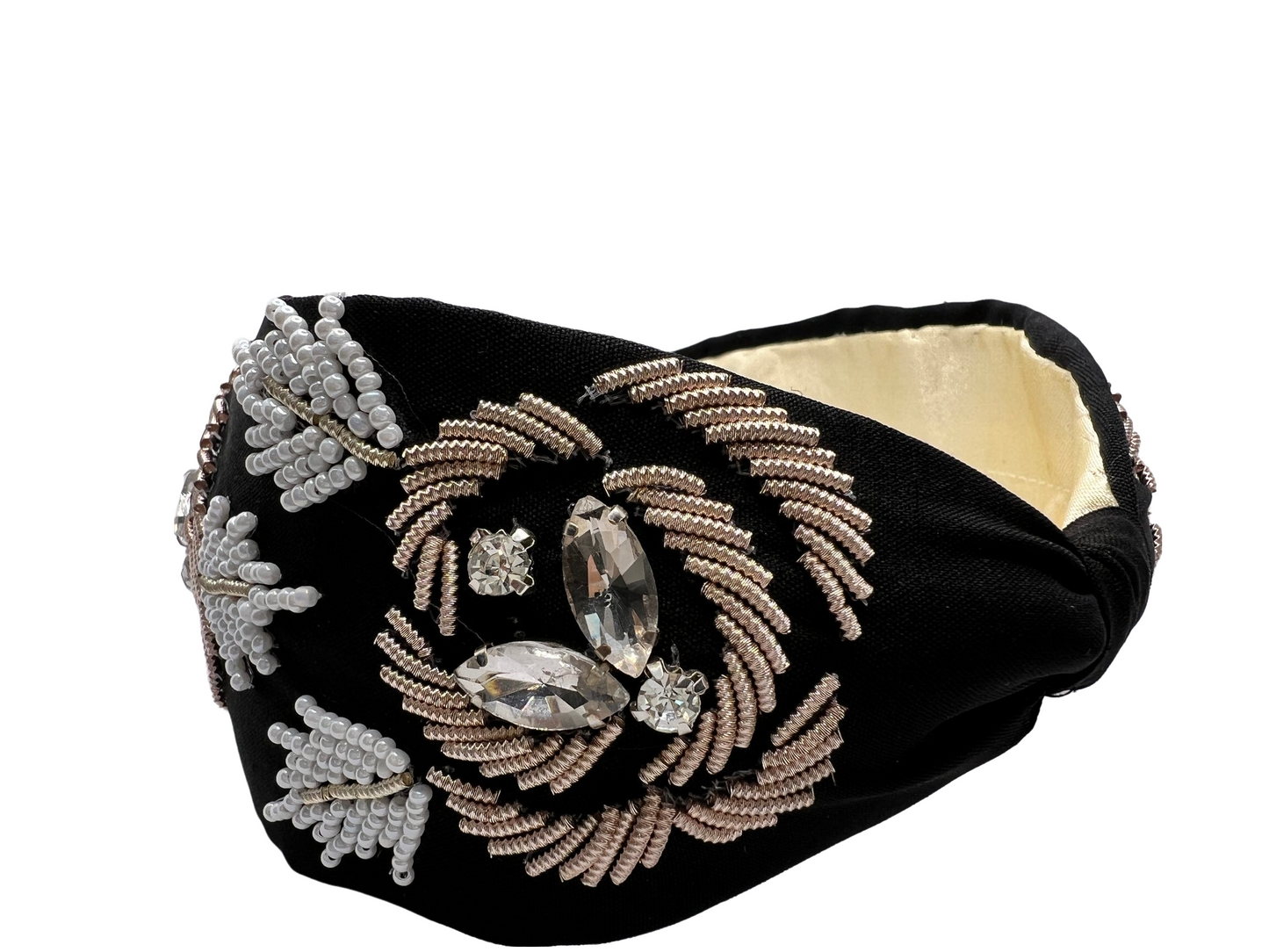 ELEGANT BLACK ZARDOZI AND STONE STUDDED HAIRBAND