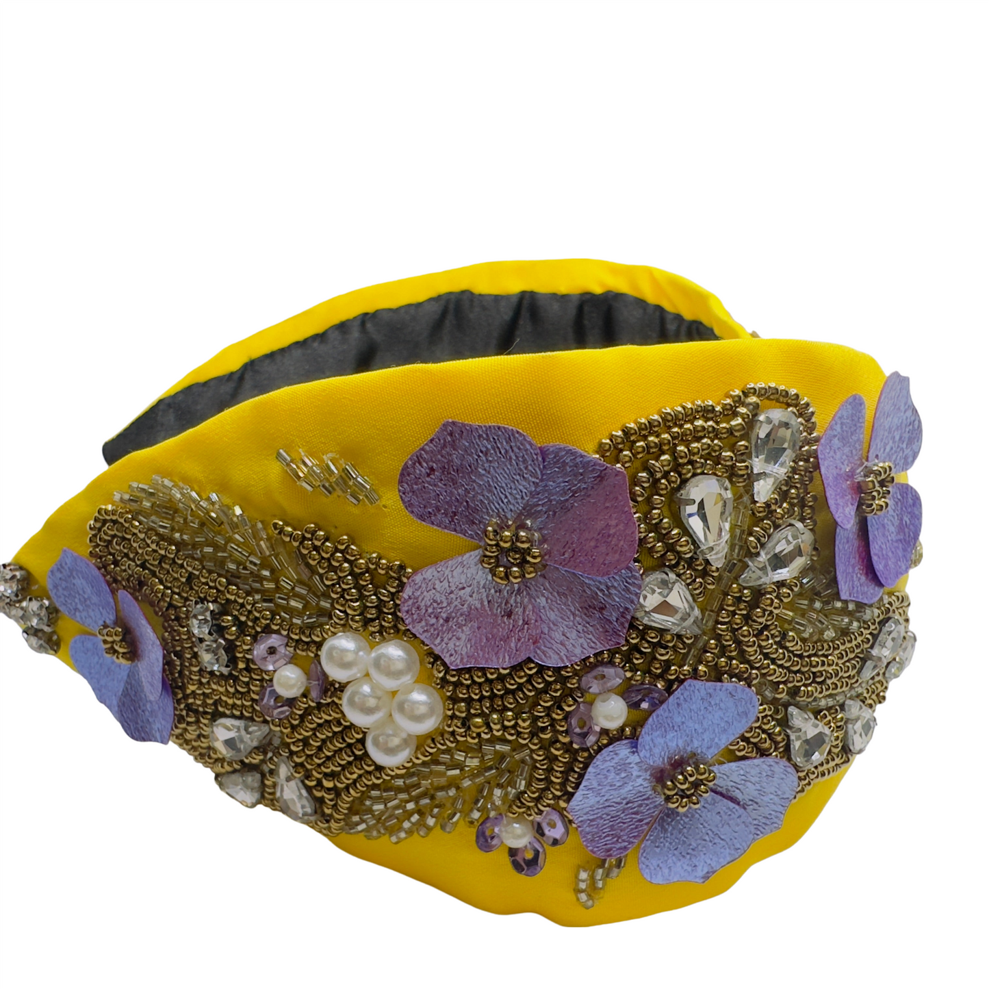 STUNNING YELLOW BEADED HAIRBAND
