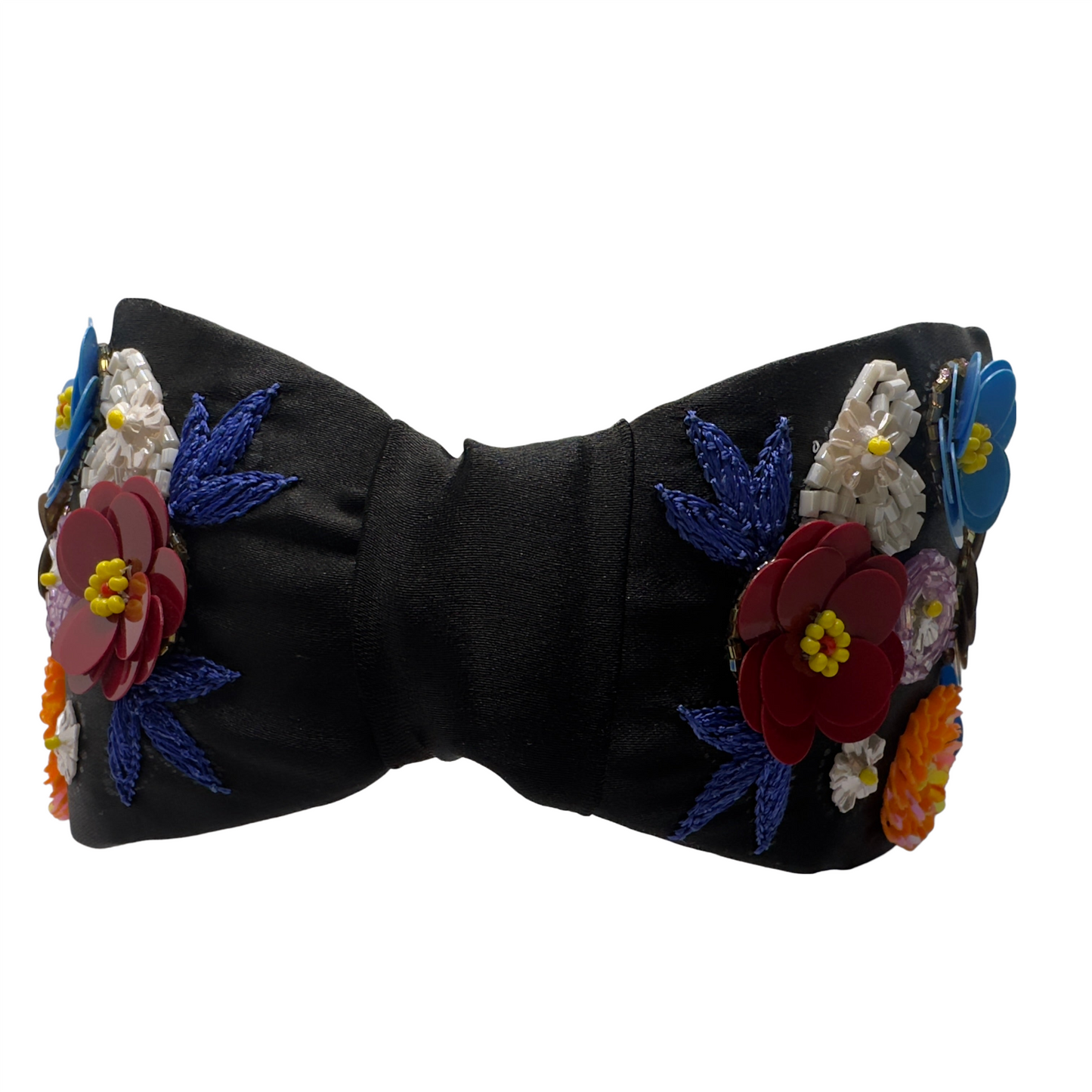 STUNNING BLACK MULICOLOUR EMBROIDED HAIRBAND