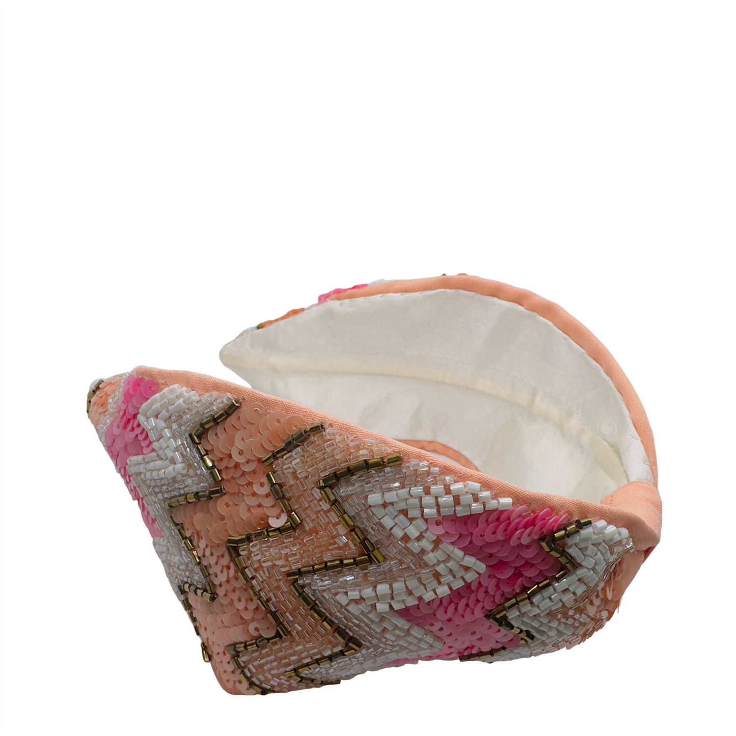 AESTHETIC PEACH AND PINK BEADED HAIRBAND
