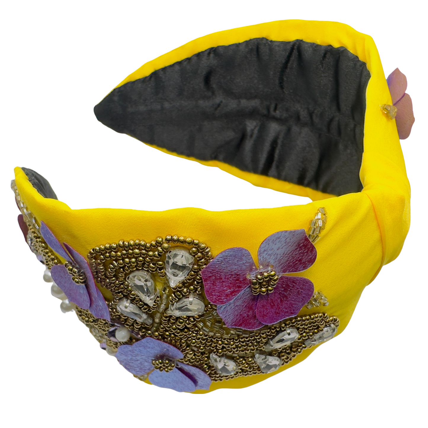 STUNNING YELLOW BEADED HAIRBAND