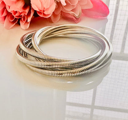 Silver Coil Stack Bracelet