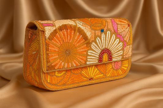 Handcrafted Floral Beaded & Sequin Clutch – 10 x 6 x 2 inch Evening & Party Bag
