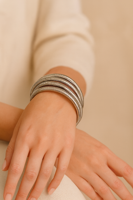 Silver Coil Stack Bracelet