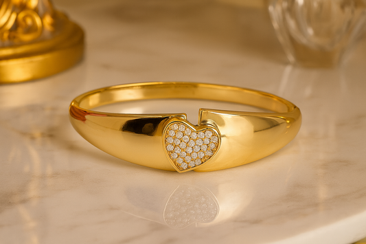 Pavé Heart Hinged Bangle