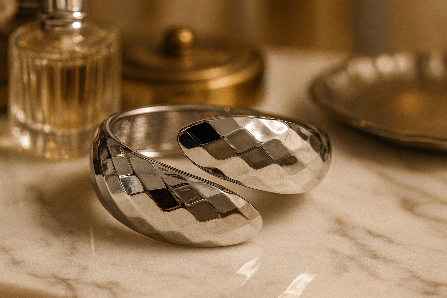 Silver Plated Textured Cuff Bracelet