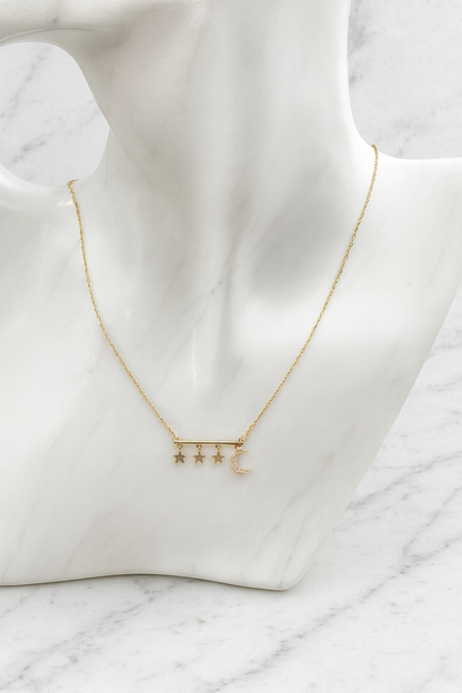 Moon and Stars Pendant Necklace with Celestial Charms | Anti-Tarnish Women’s Jewelry