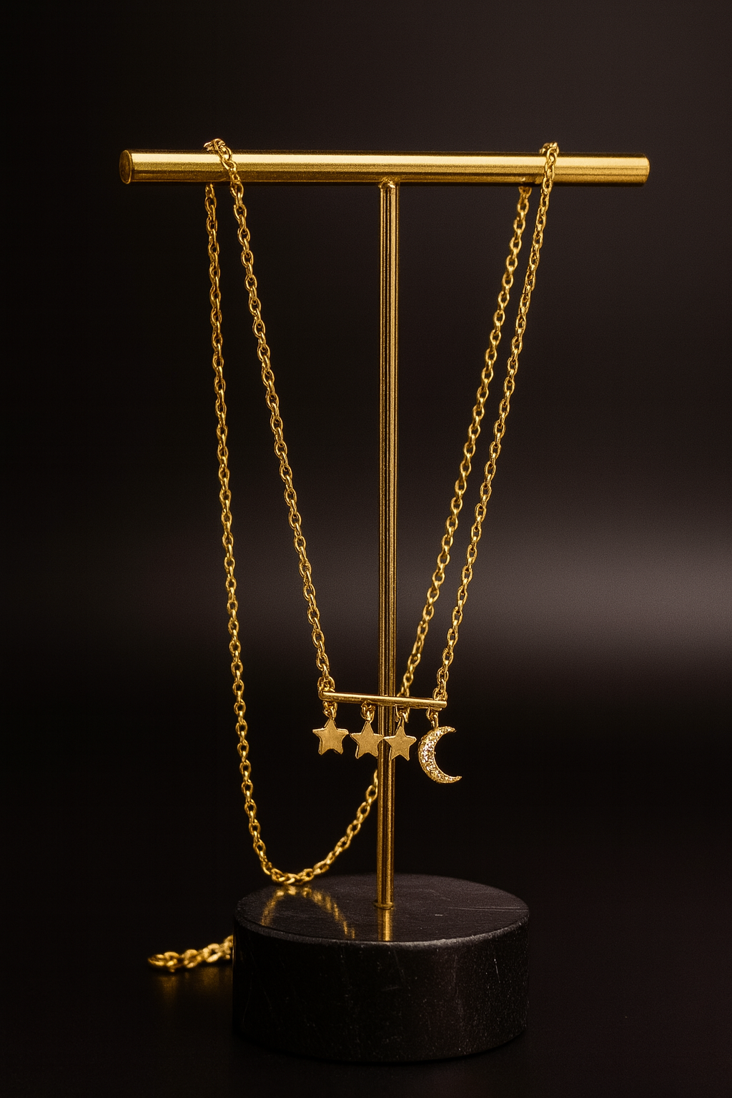 Moon and Stars Pendant Necklace with Celestial Charms | Anti-Tarnish Women’s Jewelry