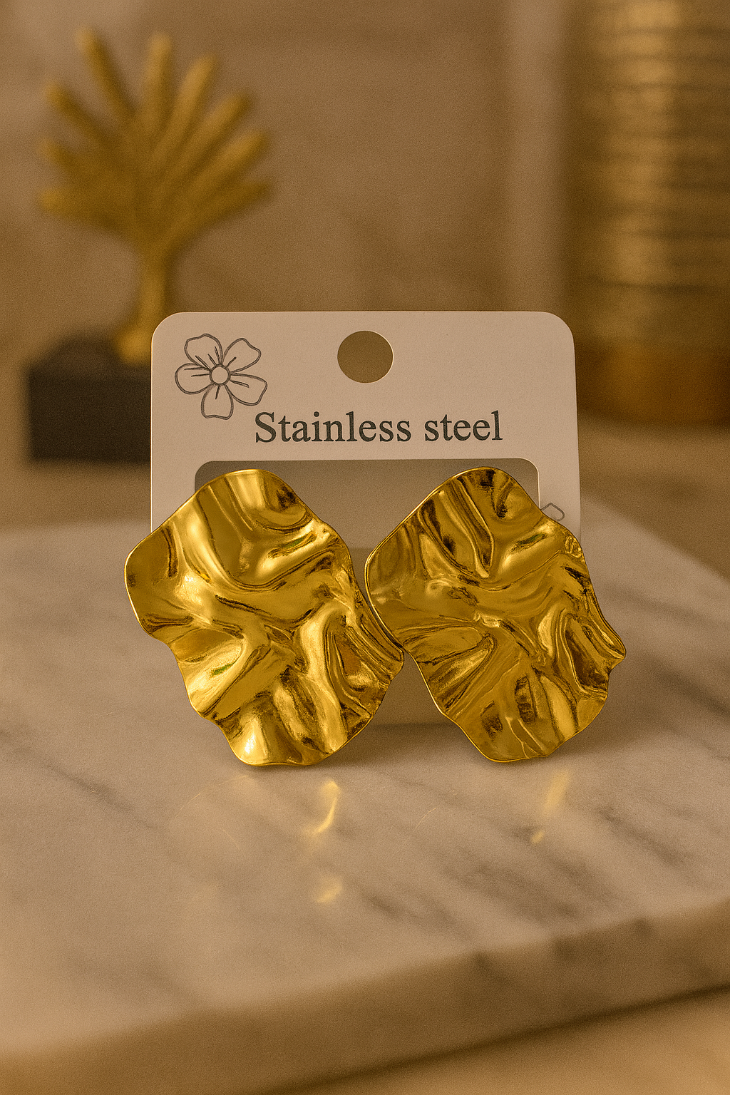 Gold Abstract Crumpled Earrings
