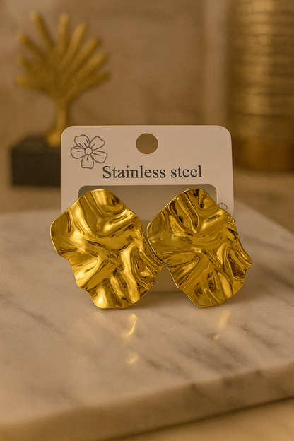 Gold Abstract Crumpled Earrings