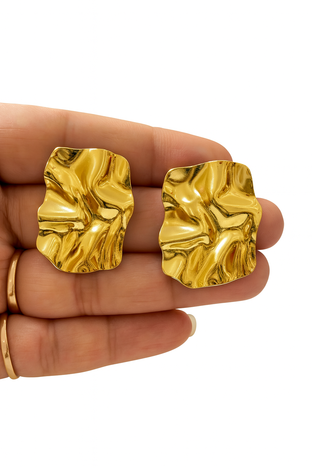 Gold Abstract Crumpled Earrings