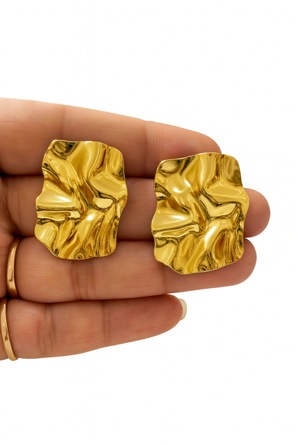 Gold Abstract Crumpled Earrings