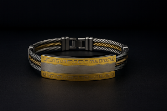 Dual-Tone Cable Steel Bracelet