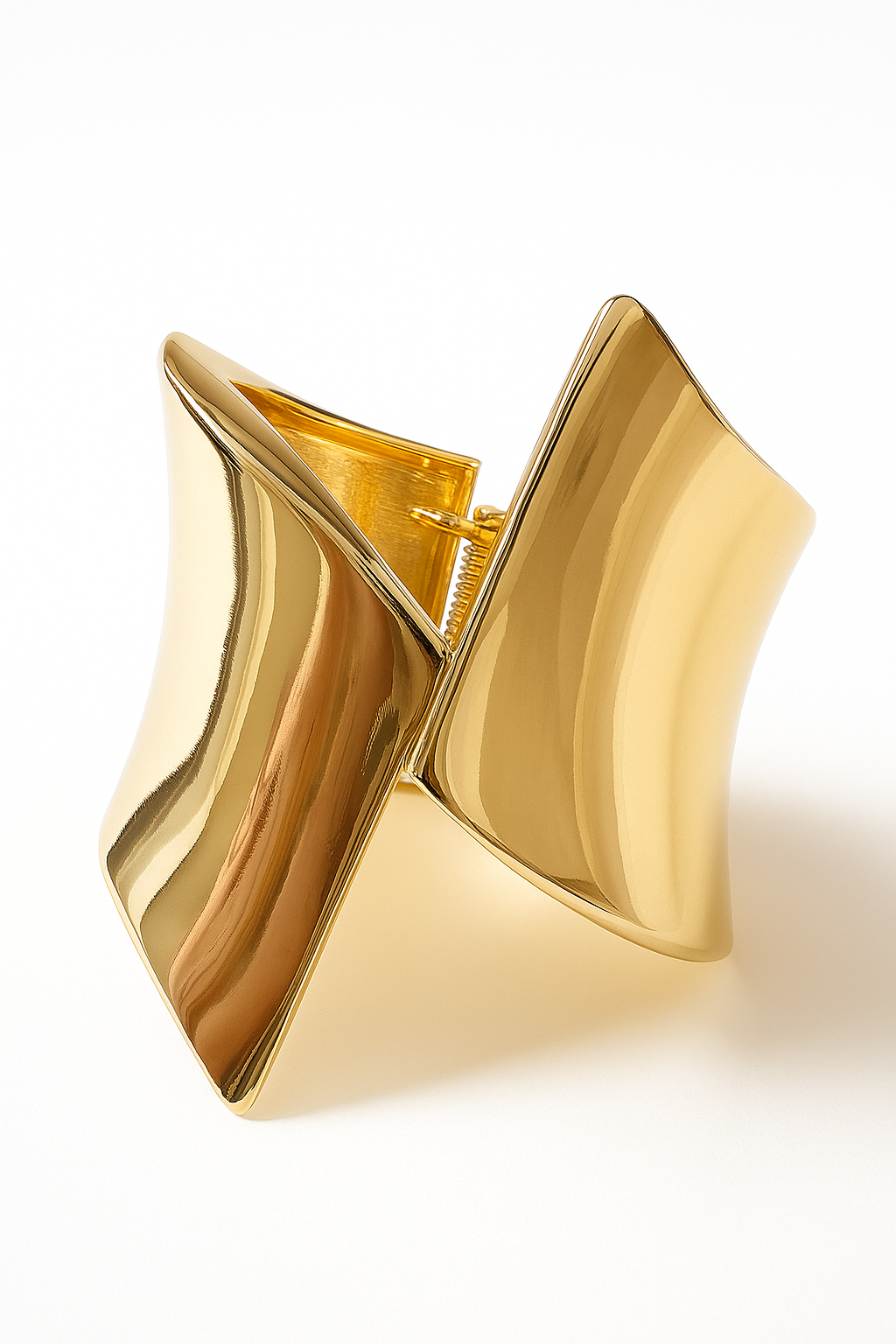 Folded Wave Gold Plated Cuff Bracelet for Women – Sculptural Anti-Tarnish Statement Jewelry