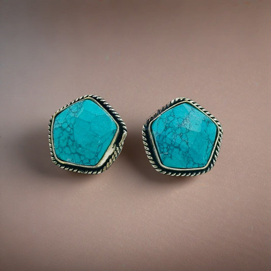 Myrah Elegant Blue Stone Oxidized Studs