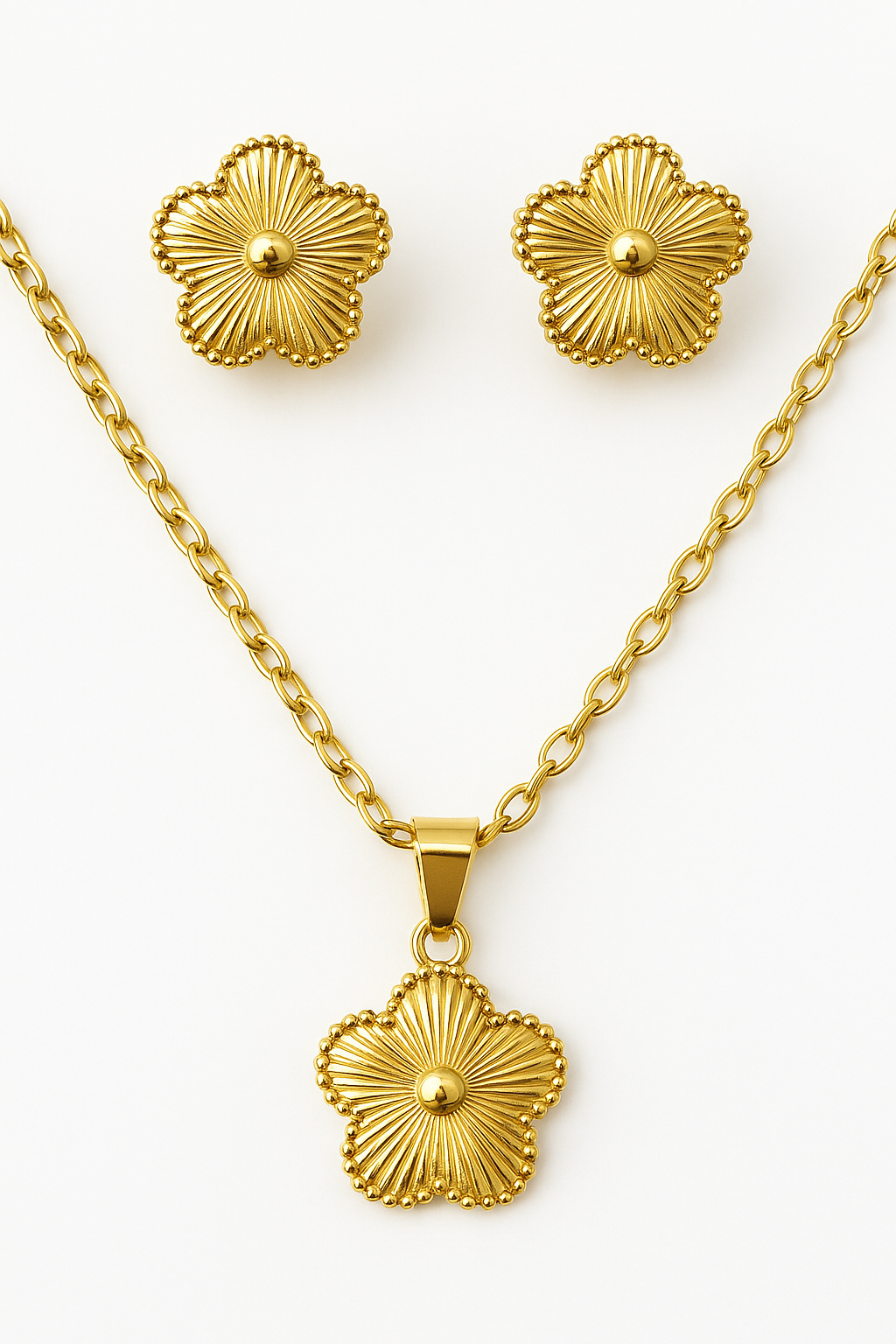 Gold Floral Pendant Set