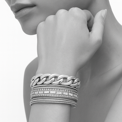 Silver Crystal Statement Bangles
