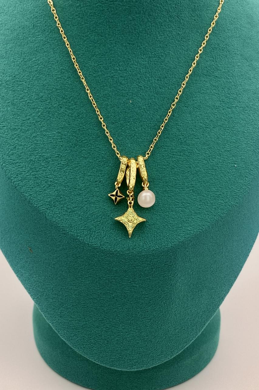 Charm Pendant Necklace with Pearl & Star Accents | Anti-Tarnish Women’s Jewelry