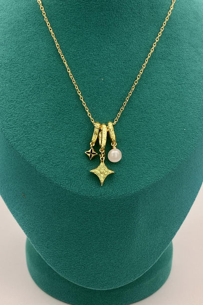 Charm Pendant Necklace with Pearl & Star Accents | Anti-Tarnish Women’s Jewelry