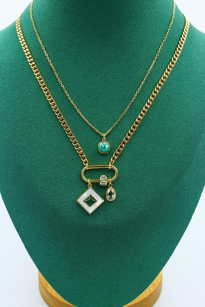 Stainless Steel Layered Charm Necklace