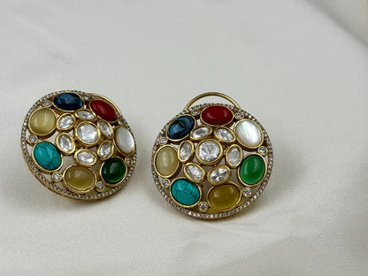 STATEMENT MULTI-STONE KUNDAN EARRINGS