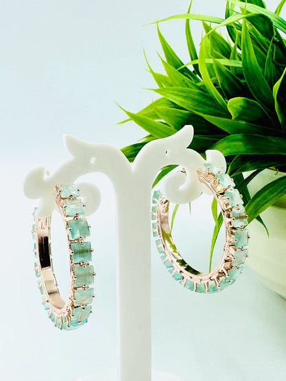 ELEGANT GLASS STONE HOOPS