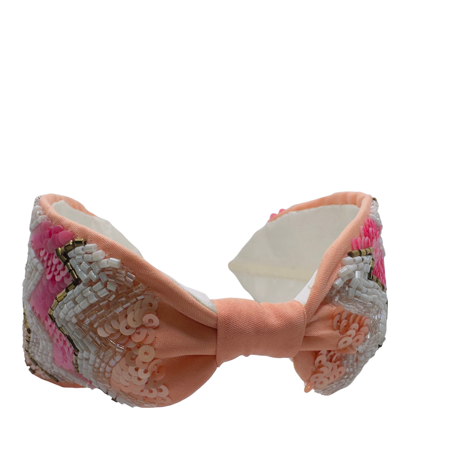 AESTHETIC PEACH AND PINK BEADED HAIRBAND