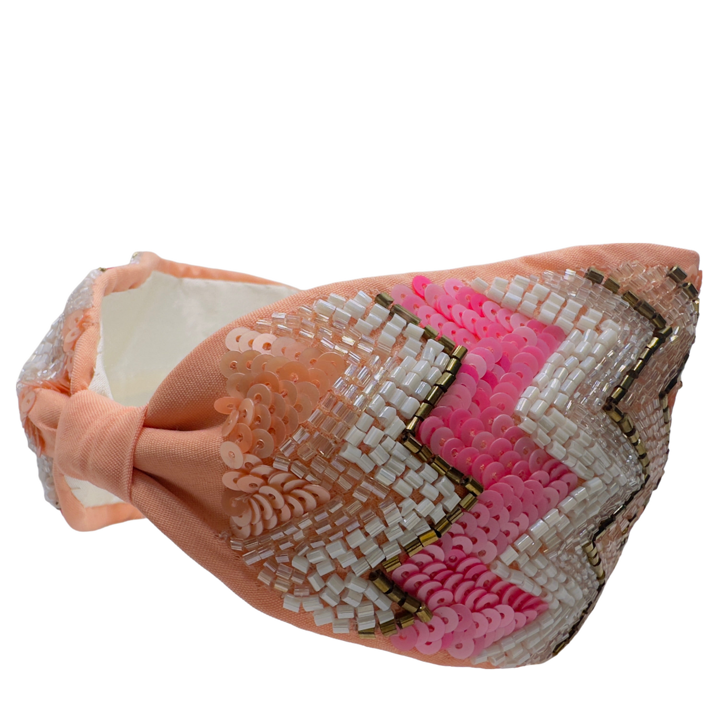 AESTHETIC PEACH AND PINK BEADED HAIRBAND
