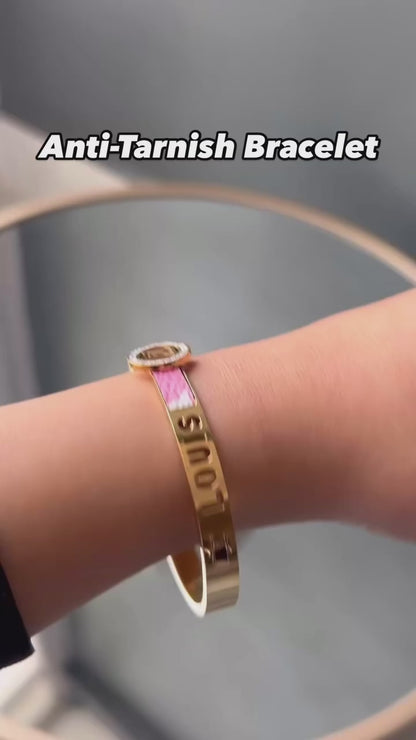 Louis Vuitton Engraved Stainless Steel Bracelet – Anti-Tarnish & Hypoallergenic